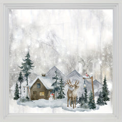 Christmas Stickers Wooden House Snowman Reindeer PVC Glass Stickers