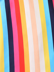 Girls Rainbow Stripes Print Cami Dress Beach Party Holiday Kids Summer Clothes