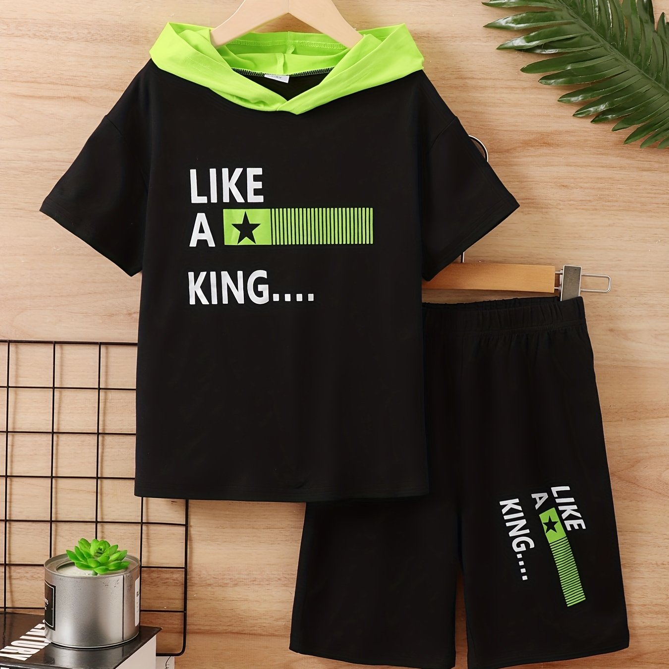 Boy's Teen Hooded T Shirt & Shorts Set for Summer