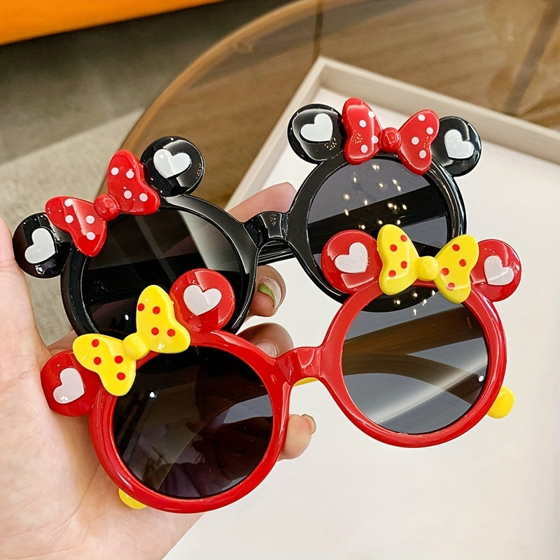 Cartoon Mouse Ear Bow Round Sunglasses UV Protection for Holiday Party
