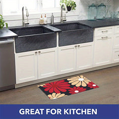 2pcs Vintage Floral Anti Fatigue Kitchen Rugs Non Slip Cushioned