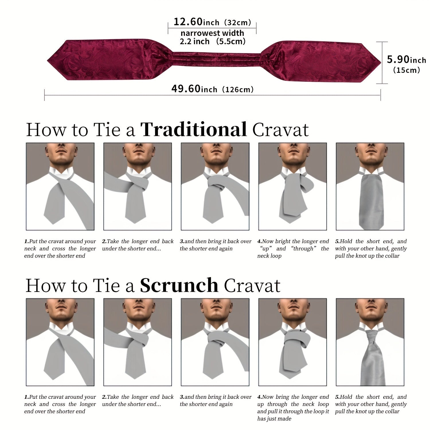 Mens Silk Cravat Set Paisley Ascot Pocket Square Cufflinks