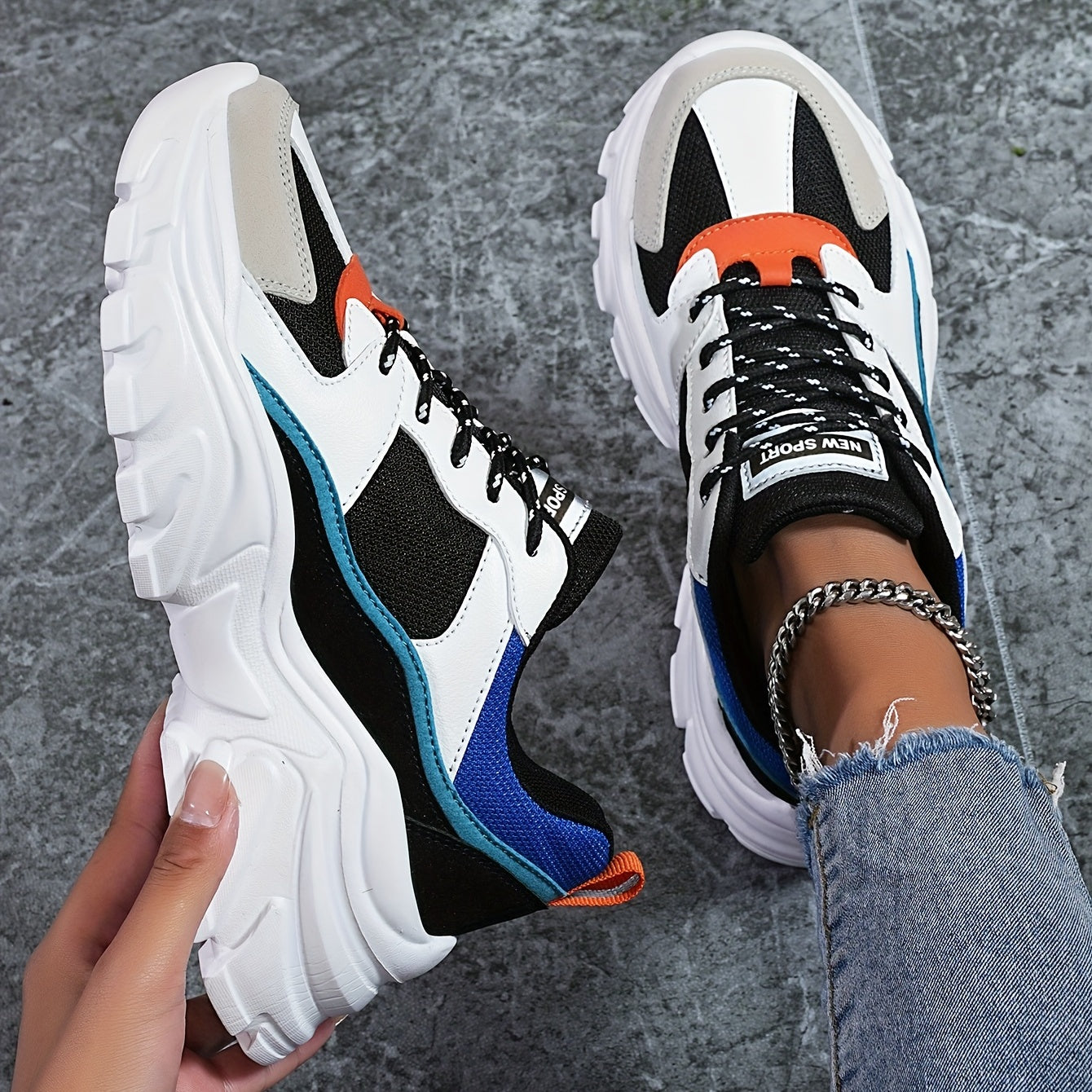 Women's Versatile Platform Chunky Sneakers Non Slip Lace Up Running Shoes