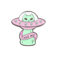 5pcs OPRPRYN Men'S Alien Space Brooch Pins - Creative Graffiti Style Badges
