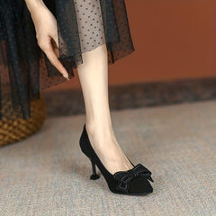 Bowknot Stiletto Heels Pointed Toe Dress Pumps Party Heels