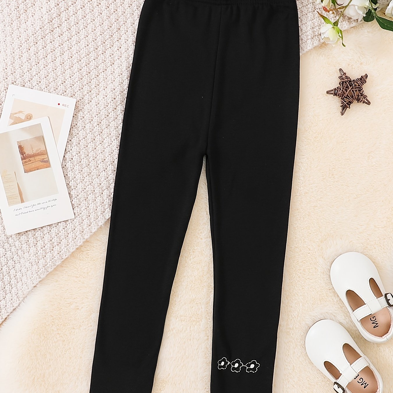 Girls Flower Print Leggings for Autumn & Spring