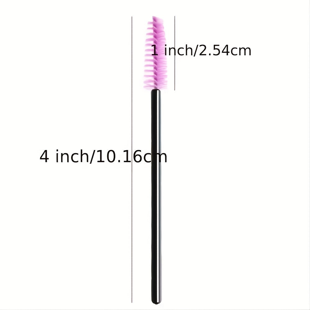 100Pcs Mascara Wands Eyebrow Brush Set Pink Purple