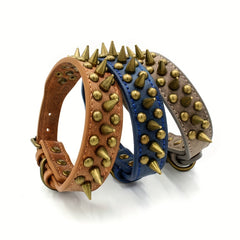 PU Leather Dog Collar Spiked Rivets Small Medium Dogs