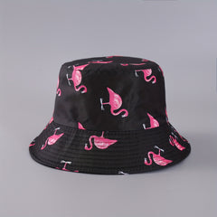 Flamingo Print Reversible Bucket Hat Lightweight Unisex Fisherman Cap