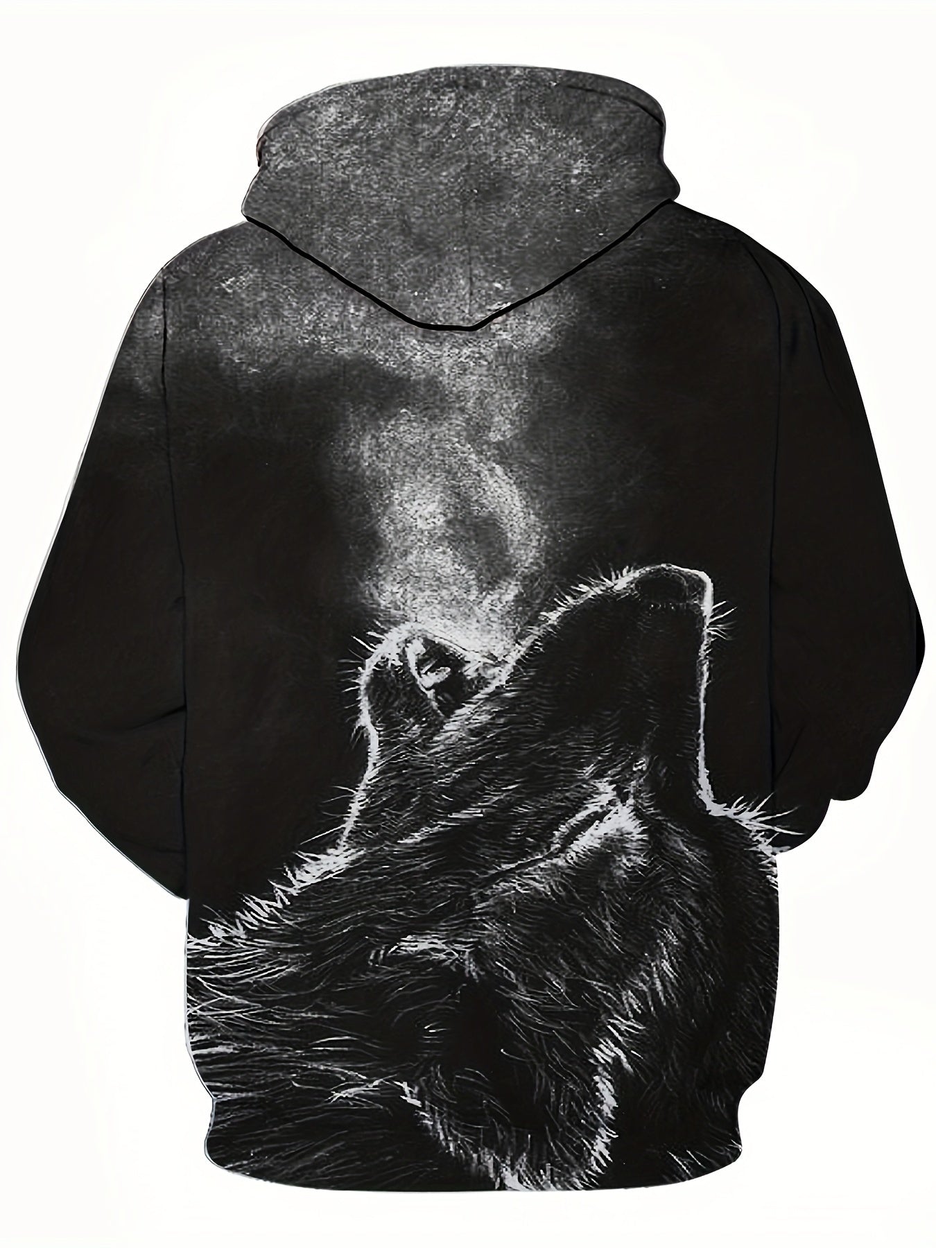 Men's Wolf Graphic Print Hoodie Pullover for Autumn Winter