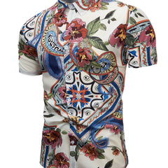 Boho Style Print Men's Casual Short Sleeve Shirt