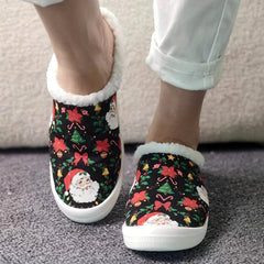 Women's Winter Fur Boots Slip On Lightweight Santa Claus Red Flow