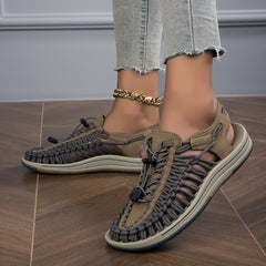 Woven Women's Casual Sandals Summer Breathable Closed Toe Hole Sandals