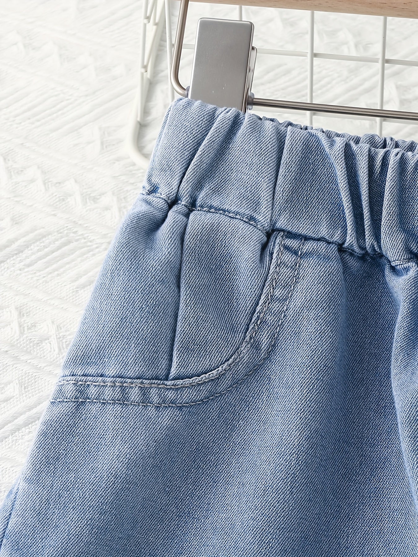 Girls Wide Leg Denim Pants with Pockets