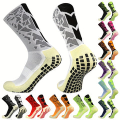 5 Pairs Camo Silicone Soccer Socks Sports Crew Socks Men Women