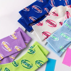 8 Pairs Letter Print Socks, Comfy & Breathable Mid Tube Socks