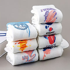 7 Pairs Cartoon Graffiti Socks Women's Stockings