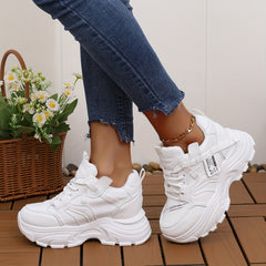 Women's Waterproof Platform Sneakers Round Toe Chunky Shoes