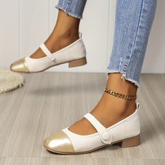 Colorblock Buckle Strap Mary Jane Shoes