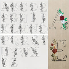 Floral Alphabet Embroidery Stickers - Hand Sewing Stabilize