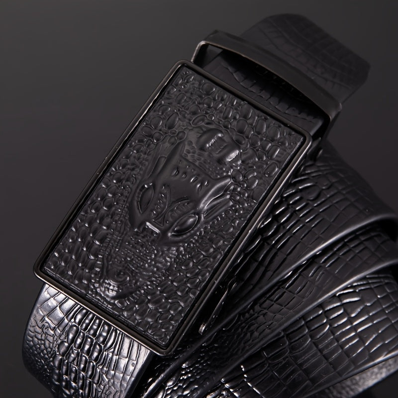 Men's Crocodile Pattern PU Leather Business Belt