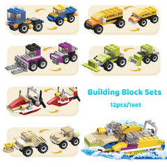 City Cars Building Blocks Set, 12pcs, Educational Toy, Kids' Birthday Gift