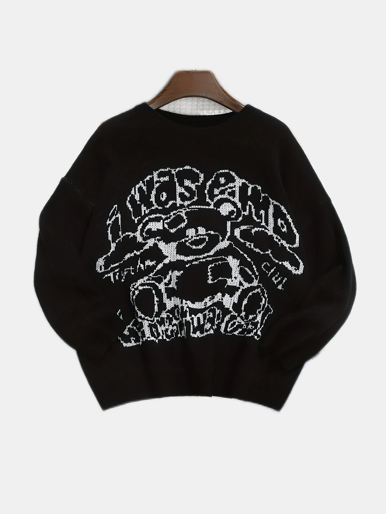 Casual Sweater Women's Plus Bear & Slogan Print Long Sleeve
