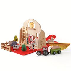 Wooden Baby Educational Play House Animal Barn Stacking Toys