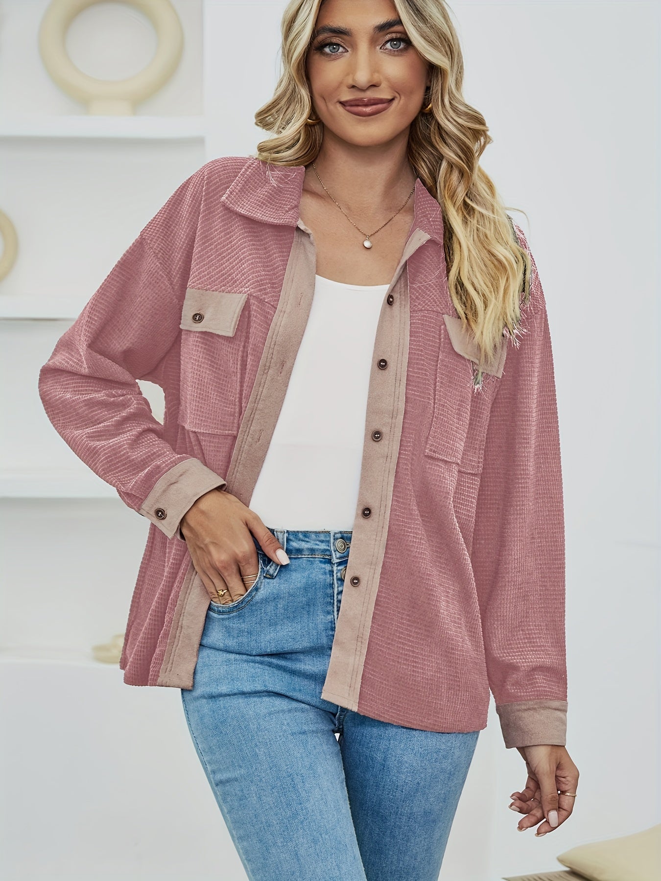Plaid Button Jacket Women's Clothing