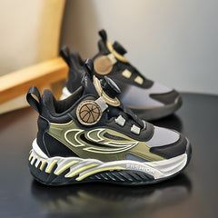 Boy's Rotating Buckle Basketball Shoes Non Slip Sneakers
