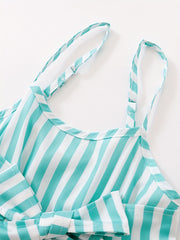 Girls' Striped Sundress Spaghetti Strap Short Dress