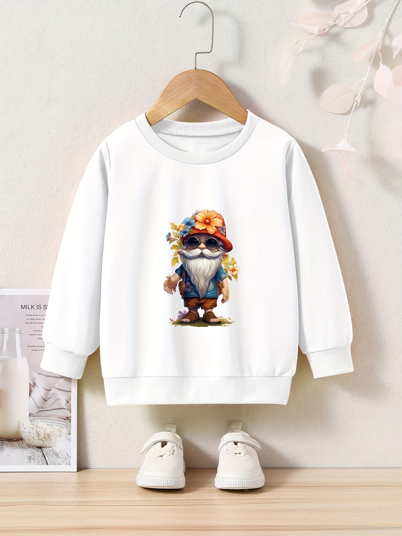 Girls Pattern Print Sweatshirt Casual Pullover for Fall Winter