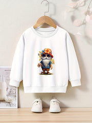 Girls Pattern Print Sweatshirt Casual Pullover for Fall Winter