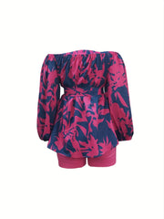 Belted Off Shoulder Top & Shorts Set