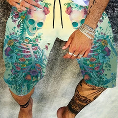 Men's Floral Skeleton Print Shorts