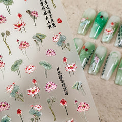 Lotus Sticker Craft Flower Nail Art Sticker Transparent Adhesive Nail Sticker