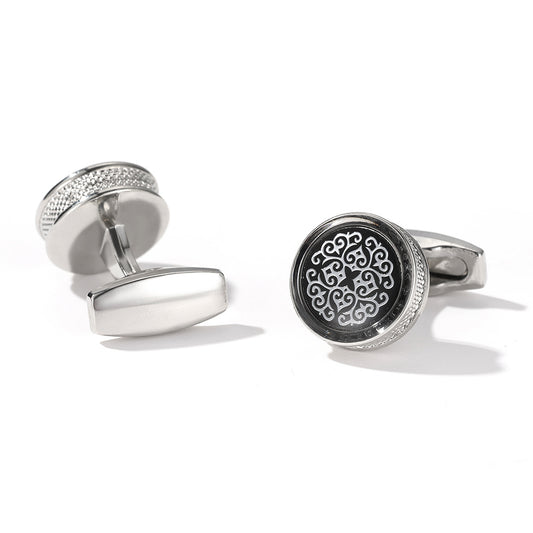 Vintage Round Silver Shirt Cufflinks for Men