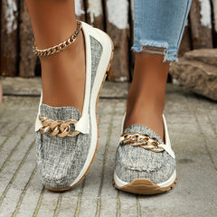 Chain Decor Thick Bottom Soft Comfortable Loafers Shoes