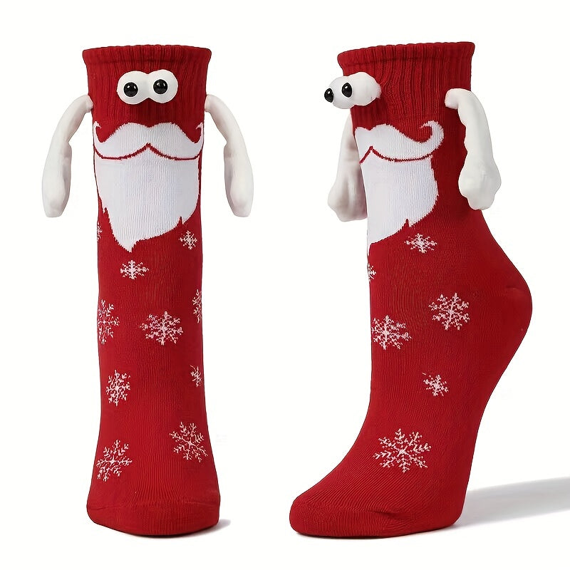 Christmas Doll Hand in hand Mid calf Socks For Couples