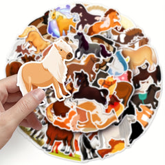 50pcs Dwarf Horse Cartoon Animal Stickers For Phone Journal Water Cup