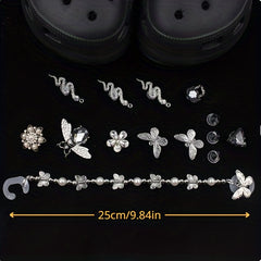 Dark Style Punk Rhinestone Shoe Chain Butterfly Shoe Buckle