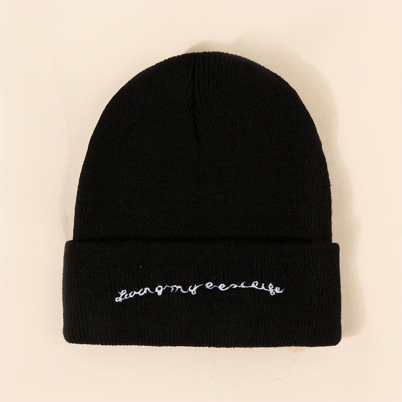 Letter Knit Beanie Cap Unisex Winter Hat Christmas Gift