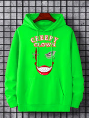 Men's Creepy Clown Print Hoodie Active Drawstring Hooded Sweatshirt