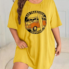 Retro Nightdress Plus Size Women's Sleep Dress