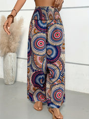 Tropical Print Wide Leg Pants