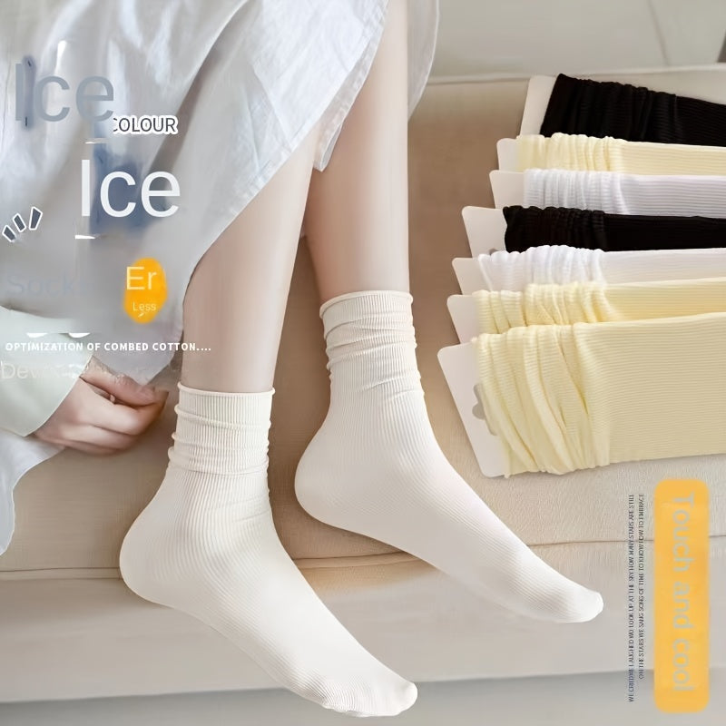 10 Pairs Solid Mid Tube Socks Women's Stockings