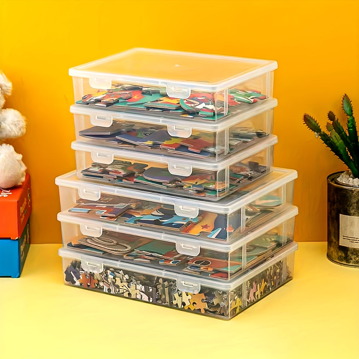 Large Capacity Transparent Building Blocks Puzzle Storage Box