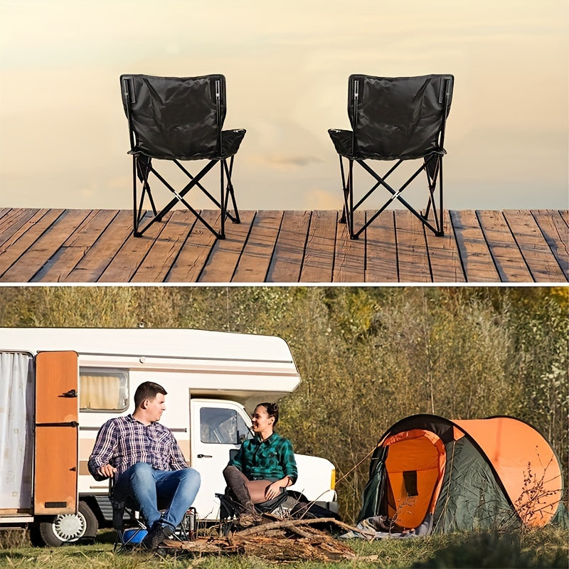 Portable Folding Chair with Side Pocket and Storage Bag for Outdoor Activities