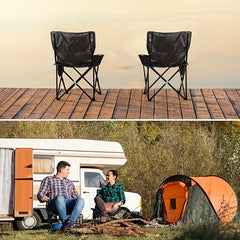 Portable Folding Chair with Side Pocket and Storage Bag for Outdoor Activities