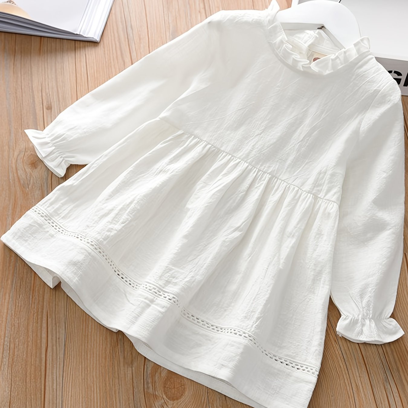 Girls Ruffled Hollow Solid Princess Dress
